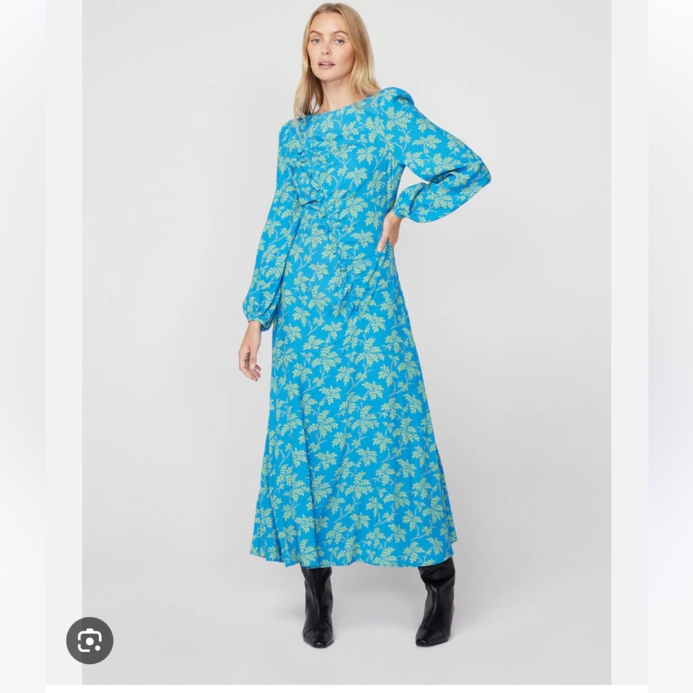 NWT Kitri dorothy blue vintage leaf print dress